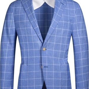 NWT Ibiza Azure Polyester blend Blue White windowpane Men's Sports Coat Size 40L